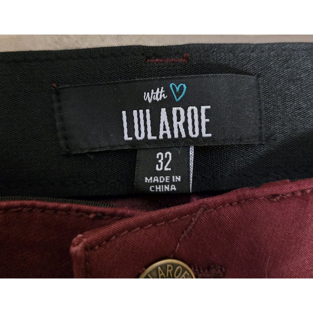 Lularoe Women's 32 Skinny Fit Pants Maroon Red Comfort Stretch Slimming NWT - Picture 5 of 10